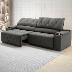 Sofá 3 Lugares DDS Glamour Retrátil/Reclinável com 230 cm de Largura e Revestido em Veludo Suede