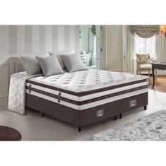 Cama Box King Colchão + Box 193x203 Molas Ensacadas Cama Inbox Relax Pillow Café