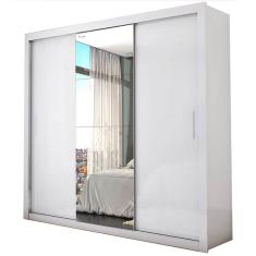 Guarda Roupa Berlim COM Espelho Casal 3 Portas 4 Gavetas Cor Branco