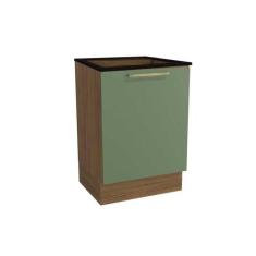 Balcão Cozinha p/Cooktop Botanic M629 top 1 Porta c/Tampo 60cm Nogueir