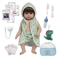 Bebê Reborn Boneco Arthur Saída de Banho Jacarezinho 46cm - Cegonha Re