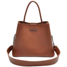 Bolsa saco tira-colo com corrente Moncci - Moncci , Caramelo