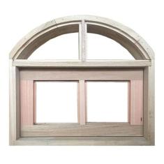 Janela de Madeira Vitro Basculante em Arco Padrão Cedro Esquadrias Lon