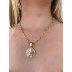 Cordão Feminino + Pingente 6mm Tijolinho Banhado Ouro 18k - ToJoia18k