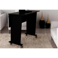 Mesa Notebook Escritório Dobrável ME4117 c/ Rodízios Preto - Tecno Mob