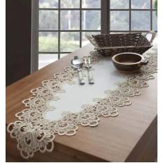 Caminho de Mesa Rendado Veneza Luxo Bege 40x150cm Jolitex