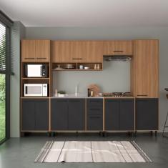 Cozinha Completa Modulada 6 Peças Com Gabinete Para Pia Havana Multimóveis Cr20315 Rovere/grafite