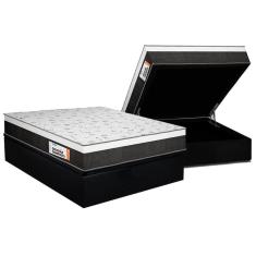 Cama Box Baú Casal Colchão Anatômico Plumatex Falcon Ultra Firme + Base Crc Suede Black(138x188)