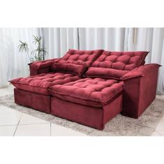 Sofá Retrátil e Reclinável Ipanema 1,50m em Tecido Veludão C/Pillow nos Braços - Montagem Inclusa