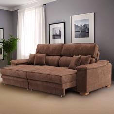 Sofá 3 Lugares Retrátil e Reclinável Raul Veludo Marrom