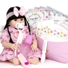 Boneca Reborn Morena Princesa 52cm Completa Pode Dar Banho - Cegonha R