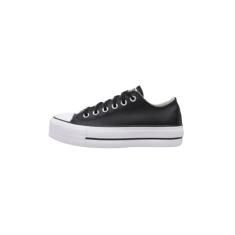 Converse Tênis feminino Chuck Taylor All Star Lift plataforma jeans, Preto/Preto/Branco, 7.5 Women/5.5 Men