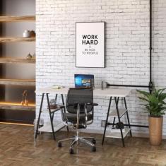 Mesa Para Escritório 1,50m Estilo Industrial Cavalete Kuadra - Compace