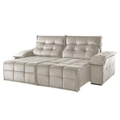 Sofá 5 Lugares Retrátil E Reclinável Martins M-122 Veludo Creme