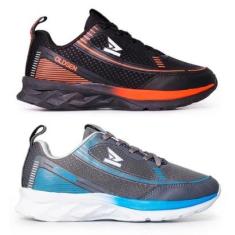 kit 2 tenis masculino infantil leve corrida academia conforto 34-43-Unissex