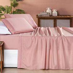 Jogo de Cama King 200 Fios Detalhe Bordado Allegra 04 Peças - BIA ENXO