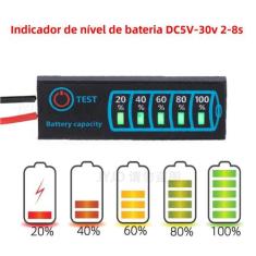 Indicador De Nível De Bateria DC5V-30V 2-8S Testador De Exibição De Ca