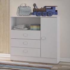 Cômoda de Bebê 3 Gavetas 1 Porta 1360 Baby Móveis Percasa Branco