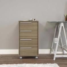 Gaveteiro Maia 4 gavetas 4 rodízios Politorno, Castanho