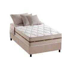 Cama Box Solteiro: Colchão Molas Ensacadas Anjos Masterpocket Classic + Base Crc Suede Clean(88X188)