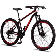 Bicicleta Aro 29 Aço Carbono KSVJ Freios Disco Suspensão 21 marchas - 
