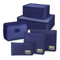 Kit Organizador de Malas de 6 Peças Viagem Poliéster Azul - Jacki Design