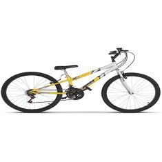 Bicicleta de Passeio Ultra Bikes Esporte Bicolor Rebaixada Aro 26 Reforçada Freio V-Brake – 18 Marchas Amarelo/Branco