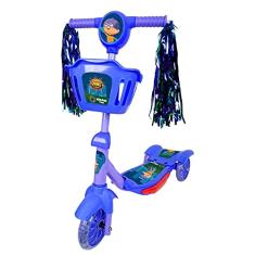 Patinete Infantil Mega Heróis 3 Rodas, Musical Com Luzes de Led/Cesta