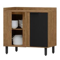 Balcão de Cozinha Toscana 100% Mdf 1 Porta Freijó/Nero - Mx Móveis