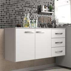Balcão de Cozinha Veneza Tampo 3 Gavetas 2 Portas Branco