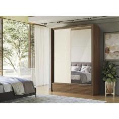 Guarda-roupa Democrata 02 Pts de Correr (flex) com Espelho Jatobá/areia