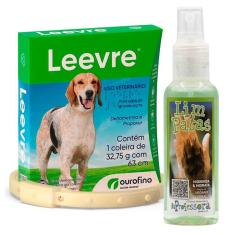 Coleira Anti Pulgas Carrapatos Leevre 63cm + Limpatas P/ Pet