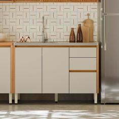 Balcão De Cozinha Para Pia 120 cm Sem Tampo Nature Off White Miranda Shop JM