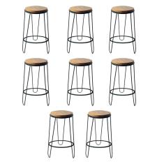 Kit 8 Banquetas Banco Guatemala Estilo Industrial Preto Preto