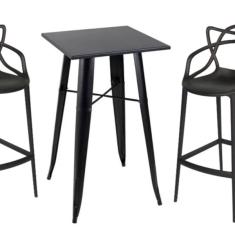 Kit Mesa Tolix Bistrô Bar Com 2 Banquetas Allegra Altas - Pre