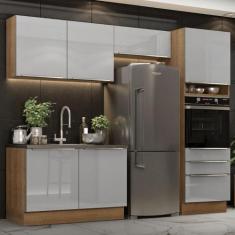 Cozinha Completa Madesa Lux 260005 com Armário e Balcão - Rustic/Cinza