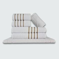 Jogo De Toalhas 2 Banho 2 Rosto 2 Piso - 6 Pçs Montreal 100% Algodão - Branco Branco