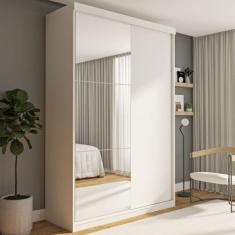 Guarda Roupa Solteiro Premium Salvador Plus 138cm com Espelho 2 Portas