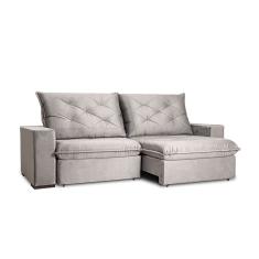 Sofá 3 Lugares Retrátil e Reclinável Flexforma Premier Veludo Cinza 230 cm