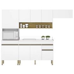 Armário de Cozinha 5 peças Balcão com Pia 120cm Lina10 Z06 Supremo/Freijó - Mpozenato
