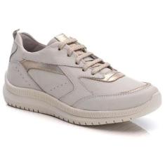 Tênis Feminino Esporte Couro Cadarço Conforto Dia a Dia-Feminino