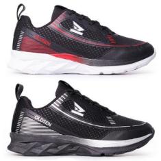 kit 2 tenis masculino infantil leve corrida academia conforto 34-43-Unissex