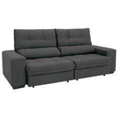 Sofá Retrátil Reclinável 4 Lugares Suede Brunello Linoforte, Cinza Gra