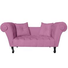Recamier Divã Namoradeira Dubai Capitonê Suede Rosa - DS Estofados