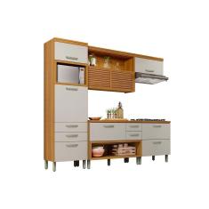 Cozinha Modulada Nesher Princesa  4 Peças (1 Armário + 2 Balcões + 1 Paneleiro) C4P16 Freijo/Off White