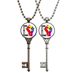 OFFbb-USA Colar com pingente de chave de igualdade arco-íris de identidade de diferenciação de poder joia decoração de casal