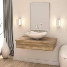 Bancada para Banheiro 80cm com Cuba Abaulada L42 800w Metrópole Compace Carvalho