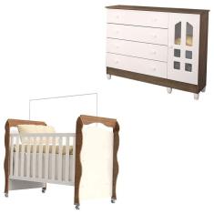 Berço Americano New Nanda e Cômoda Gran Selena Branco Acetinado Amadeirado – Carolina