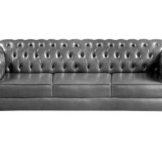 Sofá Dom Pedro 3 Lugares Decoração Sala Recepção Retrô Preto