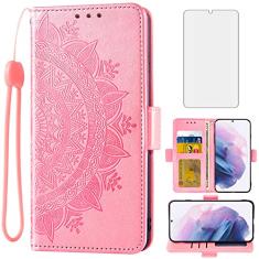 Asuwish Capa carteira compatível com Samsung Galaxy S21 Glaxay S 21 5G 6,2 polegadas, protetor de tela de vidro temperado, suporte para cartão, alça de pulso, suporte para celular para Gaxaly 21S G5